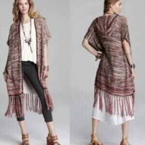 Free People Love Knit Midi Oversized Fringe Boho Cardigan